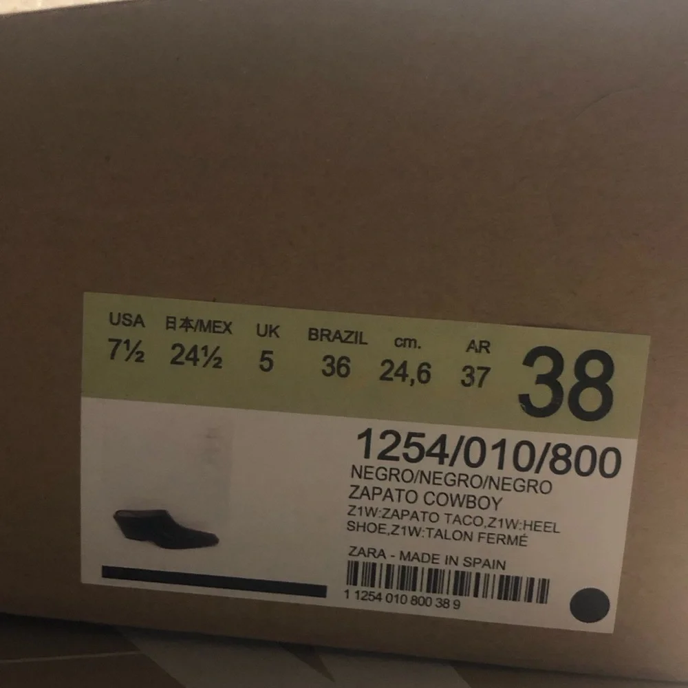 Zara cowboy leather mules - black NWT_6